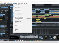 MAGIX Samplitude Music Studio - automation-menu